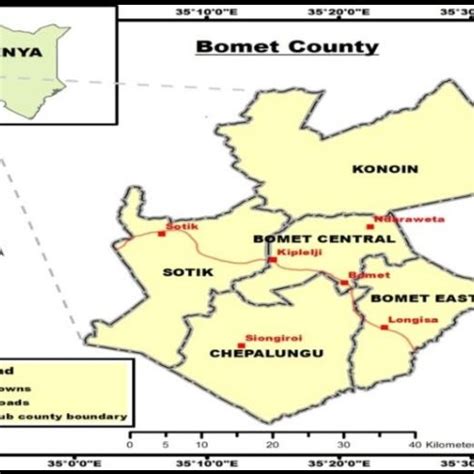 Map of Bomet County showing study area Source: Kenya Independent... | Download Scientific Diagram