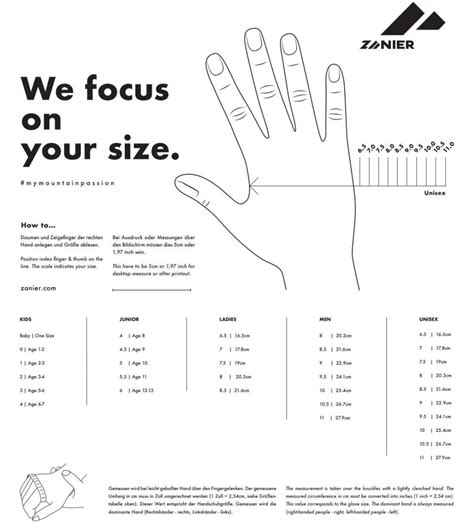 Zanier Gloves Size Chart