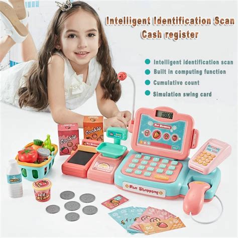 Intelligent Identification Scan Cash Register Kids Pretend Play Money ...