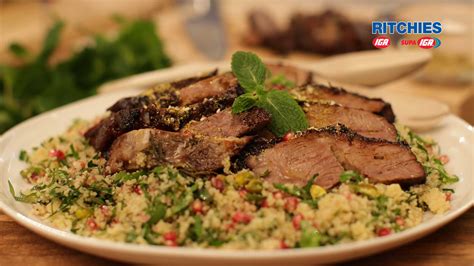 slow cooked Persian lamb roast with couscous salad