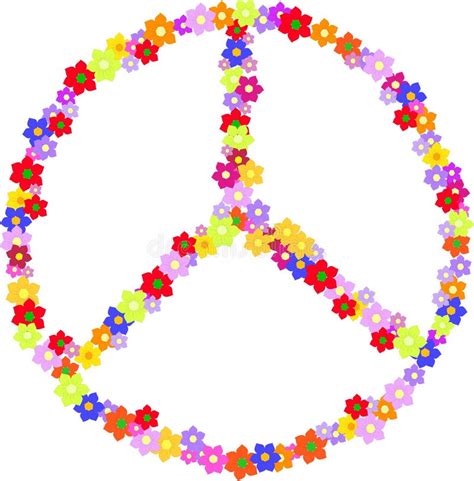 Vector Of Peace, Hippy Sign Made Of Flowers Stock Photo - Image of revical, seventies: 38977682