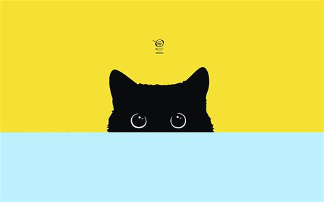 Minimalist Black Cartoon Cat, HD wallpaper | Peakpx