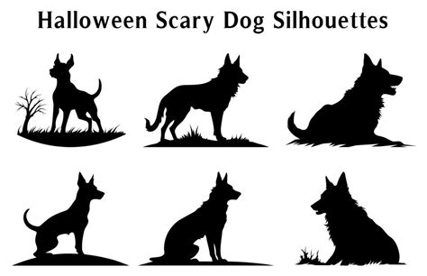 Halloween Scary Dog Vector Silhouettes bundle, Set of silhouettes ...