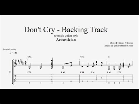 Acoustician - Don't Cry solo - guitar backing track - acoustic rhythm guitar chords - deaktee