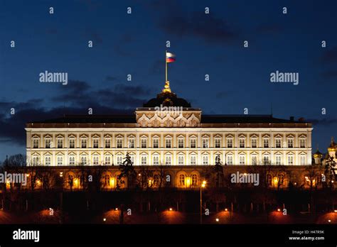 Moscow, Kremlin, Grand Kremlin Palace, at night Stock Photo - Alamy