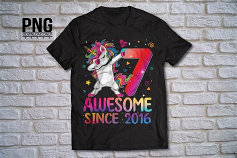 7th Birthday Unicorn Awesome Since 2016 Graphic by Boom Spider Blue ...