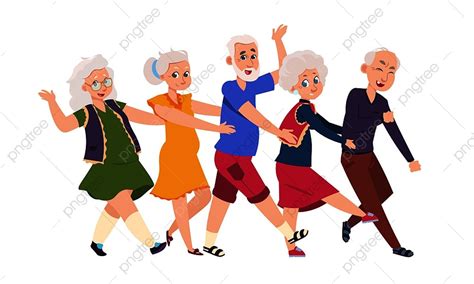 Old People Elderly Vector PNG Images, Old People Dancing Diverse ...