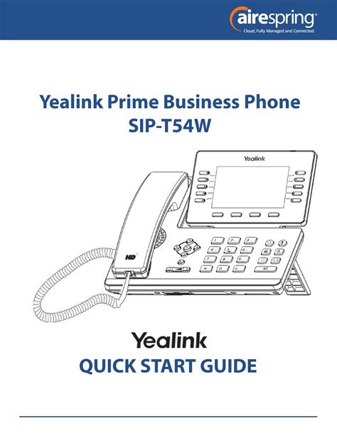 YEALINK PRIME SIP-T54W QUICK START MANUAL Pdf Download | ManualsLib