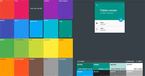 Material Design Color Palette Generator - Choose a couple main colors, and generate a basic colo ...