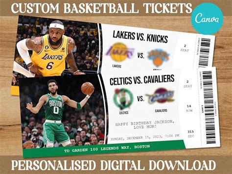 Custom Basketball Tickets, NBA Tickets, Basketball Surprise Ticket, Basketball Gift Ticket, NBA ...