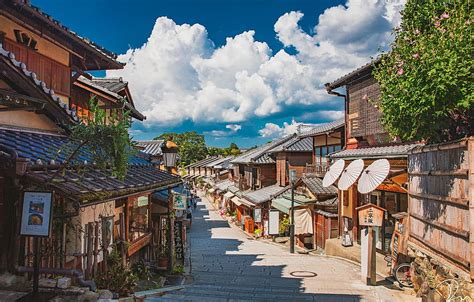 Japan, Japan, Kyoto, summer day, city street, wooden house , section ...