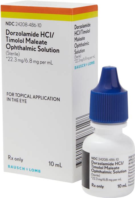 DORZOLAMIDE HCl / Timolol Maleate (Generic) Ophthalmic Solution, 22.3-mg/6.8-mg per mL, 10-mL ...