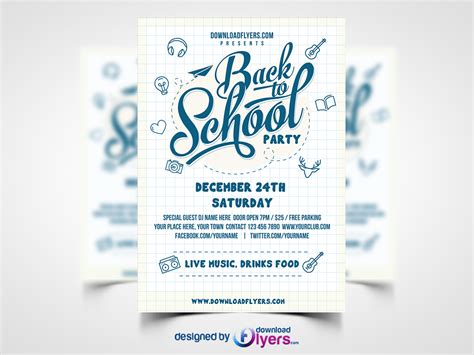 Back to School Party Flyer Template Free PSD | Flyer PSD