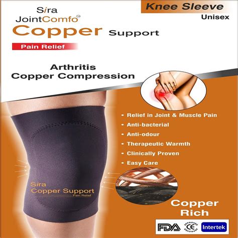 Sira Copper Compression Knee Sleeve, Arthritis Pain Relief, Knee Swelling, Joint Pain, Graduate ...