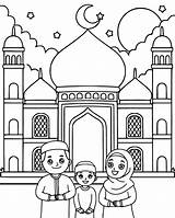 Eid Family Coloring Page 01 sketch template