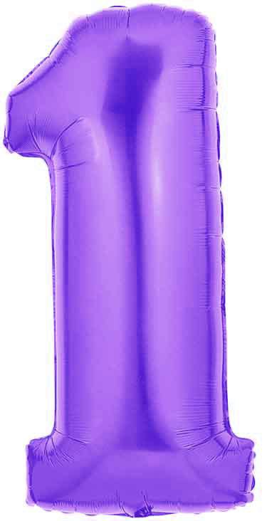 Purple Number 1 Balloon, Large Purple Number 1 Balloons are 40" high when inflated