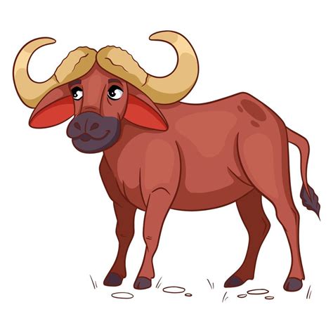 Animal character funny buffalo in cartoon style. Children's ...