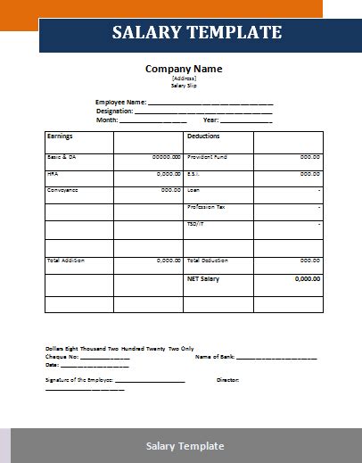 A salary template or a salary slip format is a formal archive issued to ...