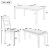 Dining Table Set for 6,6 Pieces Wood Rectangular Dining Table Set with Tufted PU Bench and 4 ...