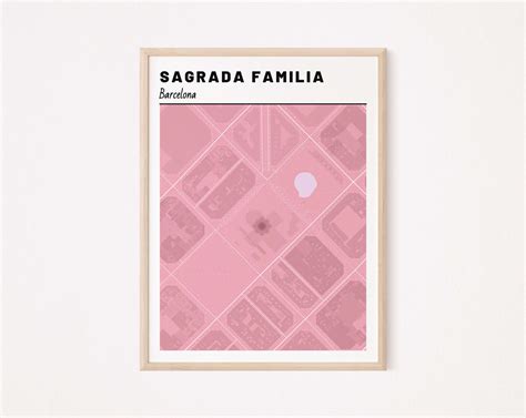 city print barcelona sagrada familia trip holidays spain gift souvenir city map