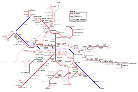 Sofia Tram Map for Free Download | Map of Sofia Tramway Network