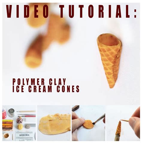 video tutorial - polymer clay ice cream cones by FatalPotato | Clay ice cream, Miniature ice ...