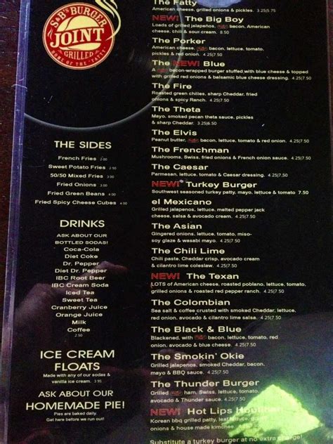 S & B's Burger Joint Menu - Urbanspoon/Zomato