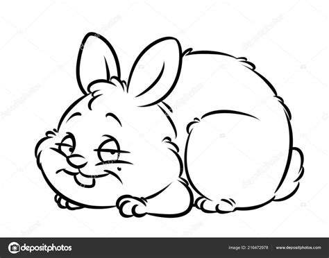 Fat Rabbit Cartoon Illustration Isolated Image Coloring Page — Stock Photo © Efengai #216472978