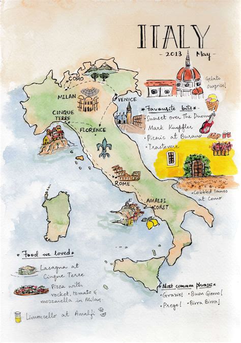 Italy: Illustrated Map | Illustrated map, Italy illustration, Map painting