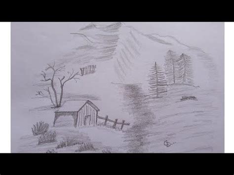 Scenery of Mountain drawing/how to draw a scenery of mountain/mountain ...