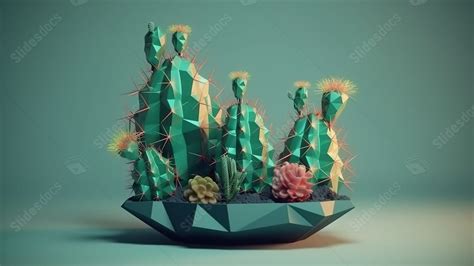 Some Green Cactus And Succulents In A Green Geometric Style Powerpoint ...