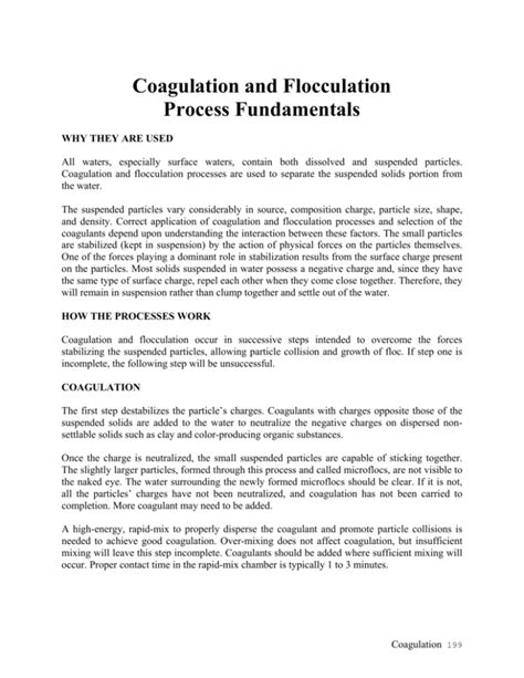 COAGULATION AND FLOCCULATION