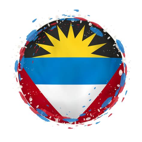 Round grunge flag of Antigua and Barbuda with splashes in flag color. 20254446 Vector Art at ...