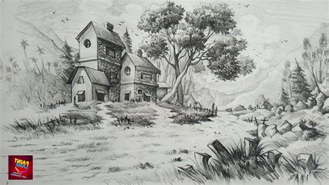 Shading Landscape Drawing at PaintingValley.com | Explore collection of ...