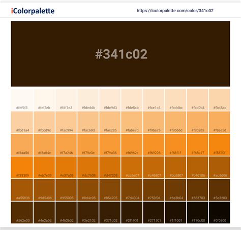 Hex Color Code #341c02 | Dark brown color information | Hsl | Rgb | Pantone