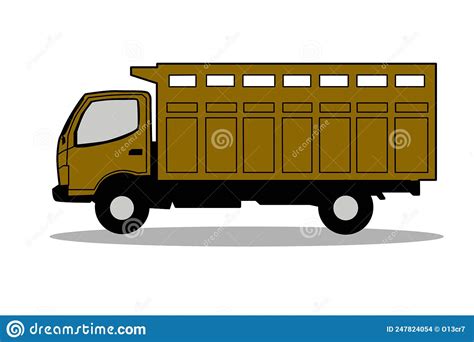 Brown Abstract Line Art Illustration Pick Up Car, Small Car for Cargo Stock Illustration ...