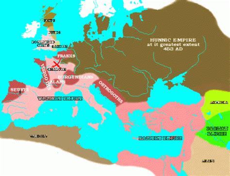 Map Depicting the Hunnic Empire