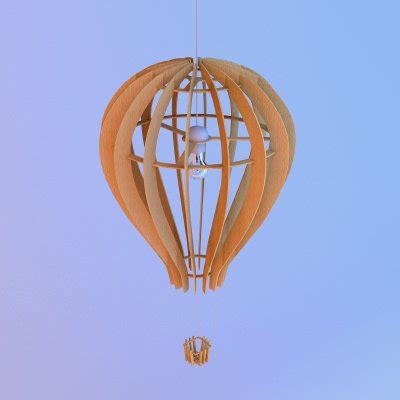 Wood Balloon Chandelier-Lamp 3D Model by malibusan