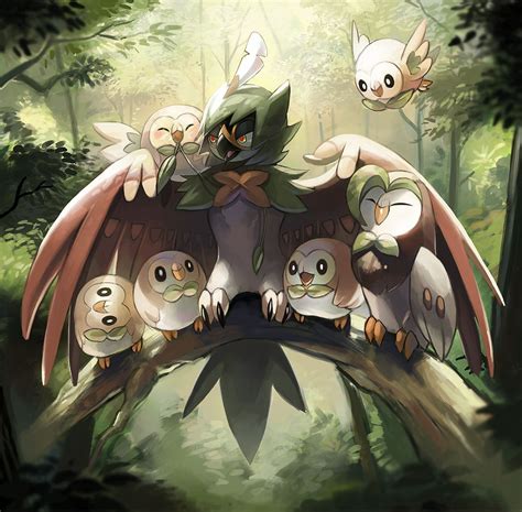 Rowlet, Dartrix, and Decidueye by Kuponutt | Pokemon, Pokemon art, Anime