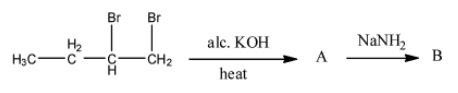 In given reaction, product B is:\n \n \n \n \n A. But-2-eneB. ButyneC ...