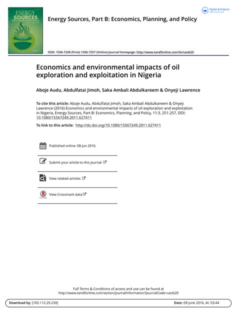 (PDF) Economics and environmental impacts of oil exploration and ...