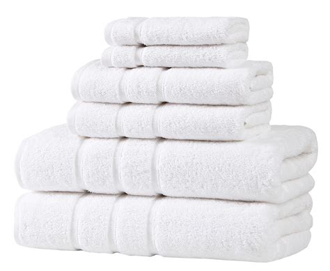 UpThrone Luxury Turkish Cotton White Bath Towels Set of 6- Bathroom ...