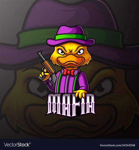 Duck mafia mascot e sport logo design Royalty Free Vector