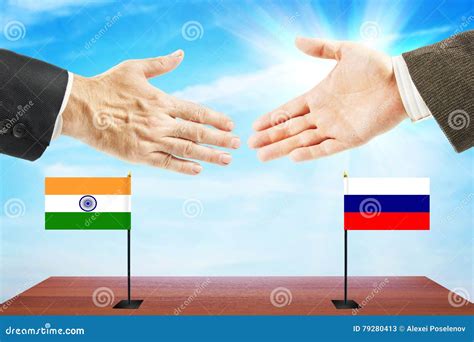 Friendly Relations between India and Russia Stock Image - Image of blue, handshaking: 79280413