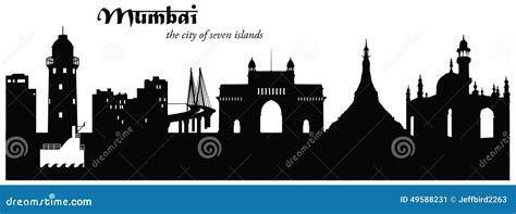 Mumbai Skyline Cityscape Silhouette Stock Vector - Illustration of ...