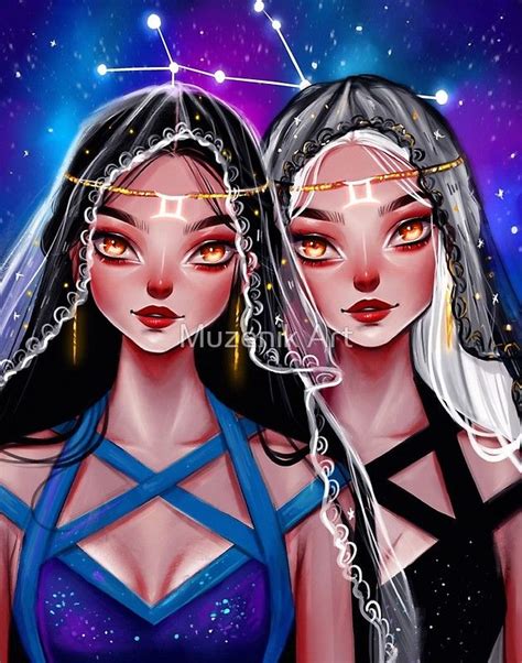 "Gemini " by Muzenik Art | Redbubble #gemini | Zodiac gemini art ...