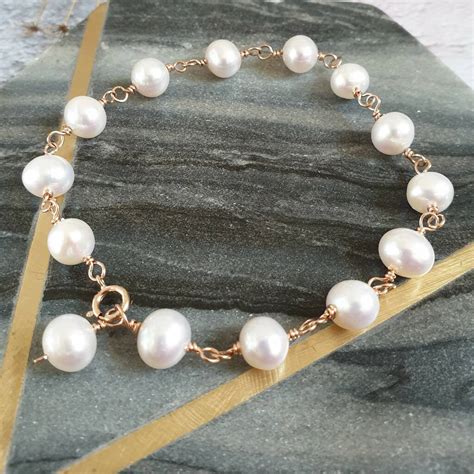 Rose Gold Filled Pearl Bracelet By Shropshire Jewellery Designs | notonthehighstreet.com