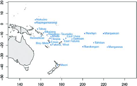 Map of Polynesian languages included in this study. | Download ...