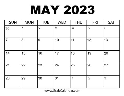 Calendar Free Printable 2023 May - Printable Templates Free