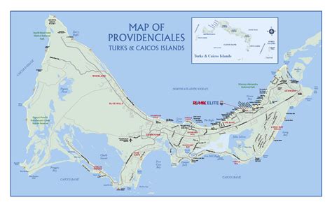 Large detailed road map of Providenciales Island, Turks and Caicos Islands. Providenciales ...